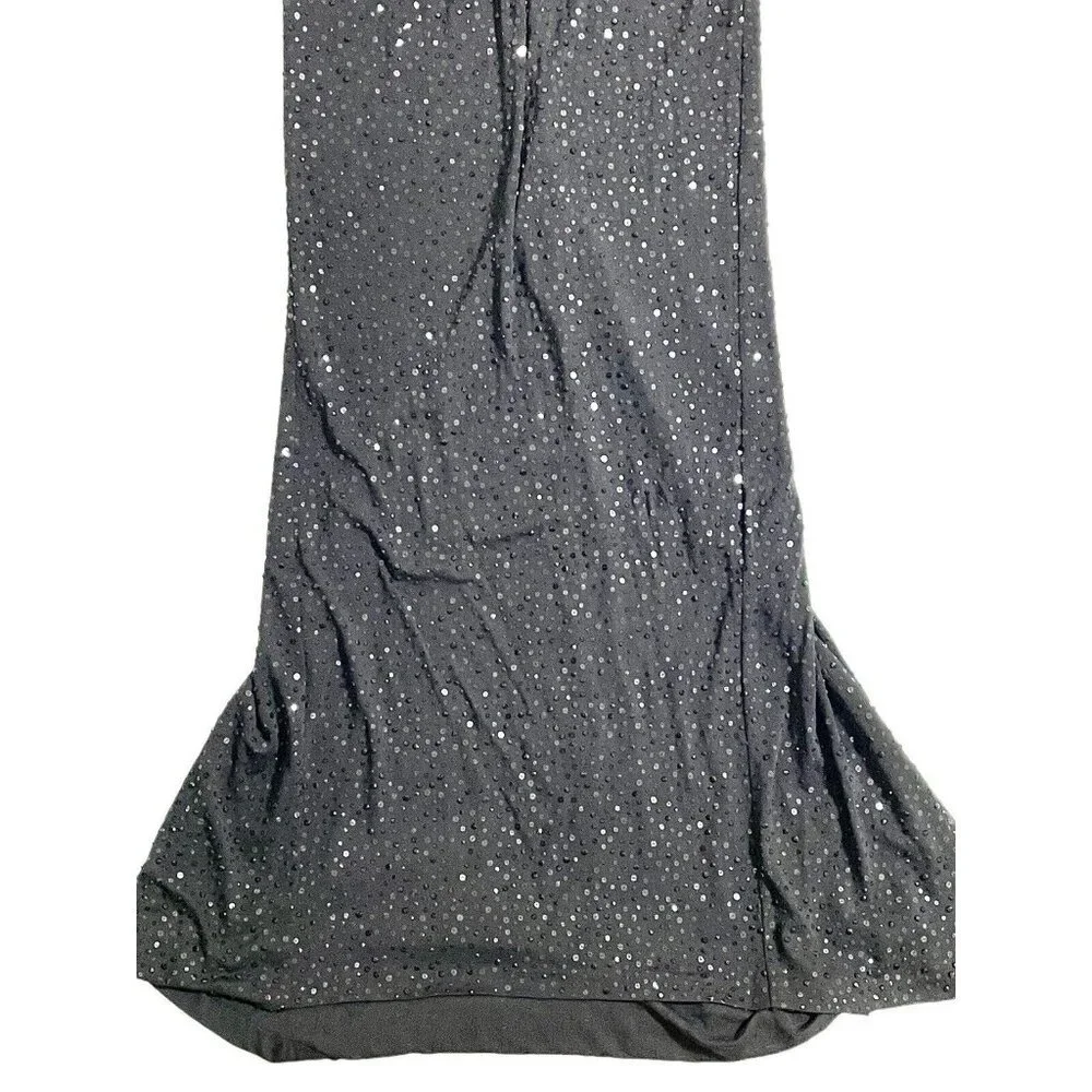 Michael Kors Black Sequin Mermaid Gown Evening Dress Front Twist SZ 4 New